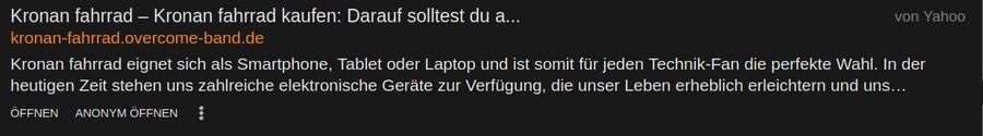 Screenshot einer Suchmaschinenanzeige